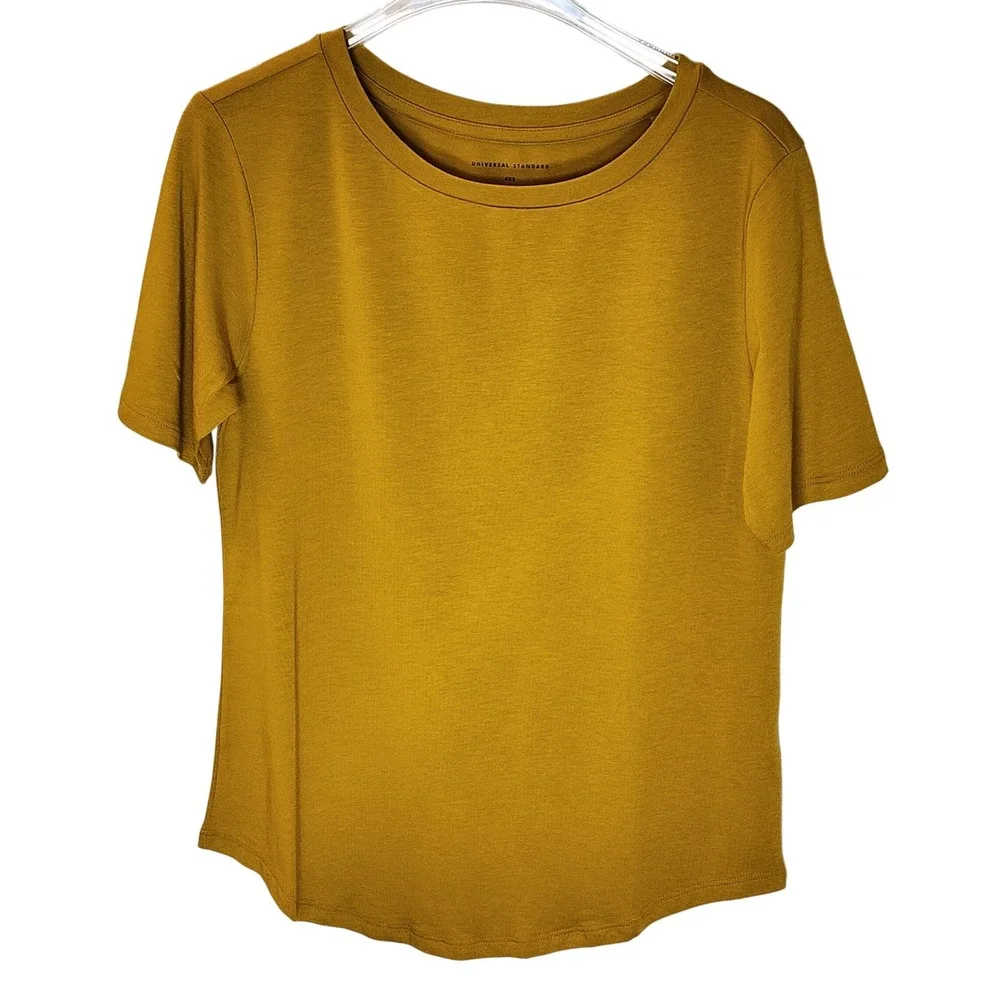Universal Standard Tee Women 4 / XS Mustard New Pima Cotton Modal Top US10013